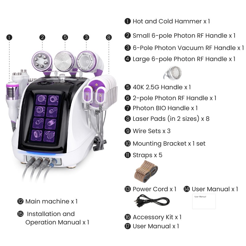 Máquina 9 en 1 de Cavitación 40K con Lipo Láser para Moldeo Corporal
