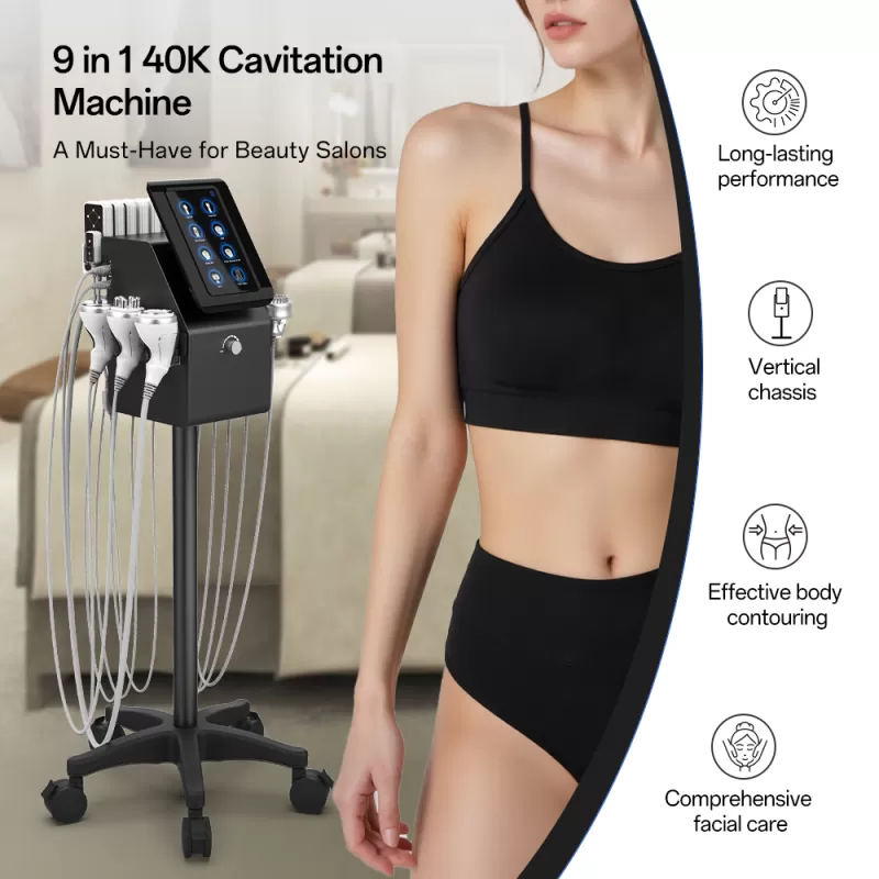 Standing Metal 9 in 1 Ultrasound Cavitation RF Machine