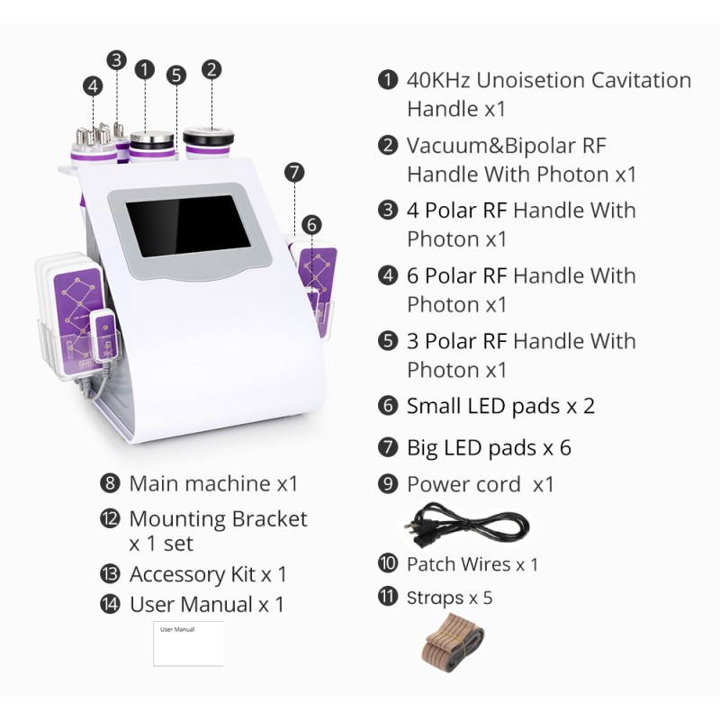 6 In 1 Cavitation 40K RF Lipo Laser Body Contouring Machine