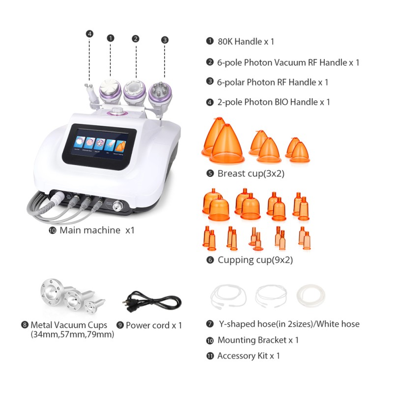 80K Cavitation RF Vacuum Cups Body Sculpting BBL Machine