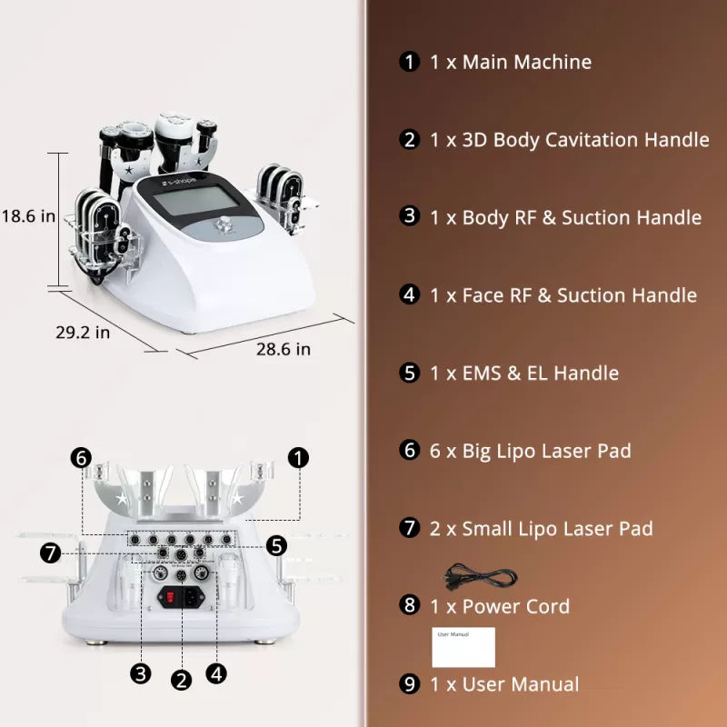 Portable 3D S Shape Cavitation RF 160mW Lipo Laser Body Sculpting Machine
