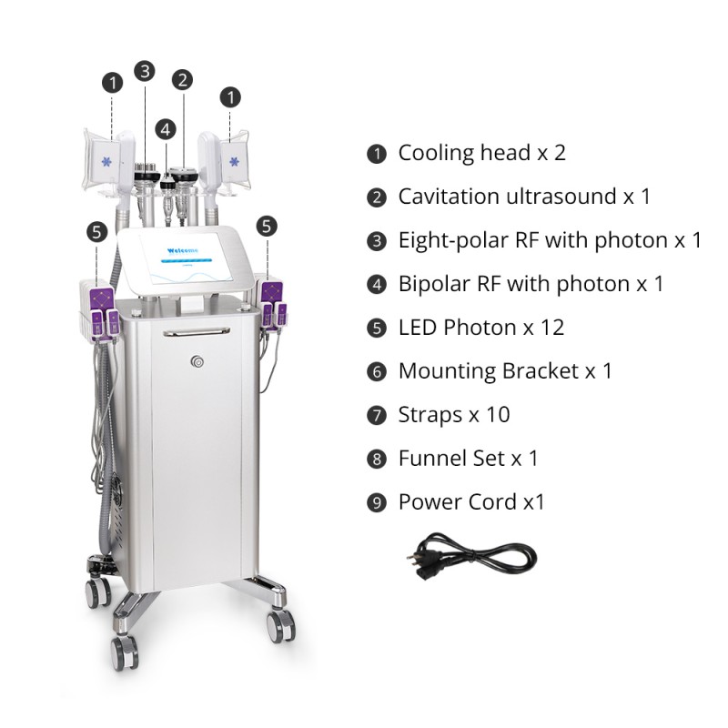 6 In 1 Standing Cavitation Fat Freezing Laser Lipo Body Shaping Machine