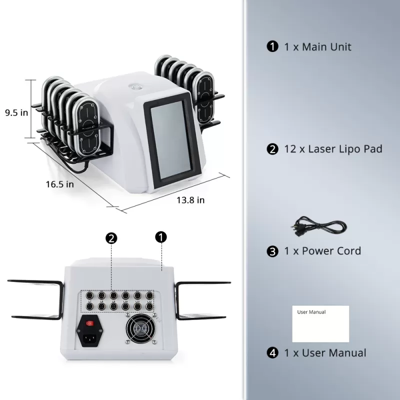 Upgraded Black 160mW 12-Pad Laser Lipo Body Contouring System For Pro Use