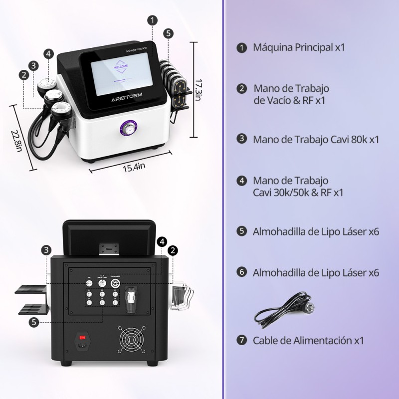 Máquina portátil de cavitación con forma de S Promax para el contorno corporal.