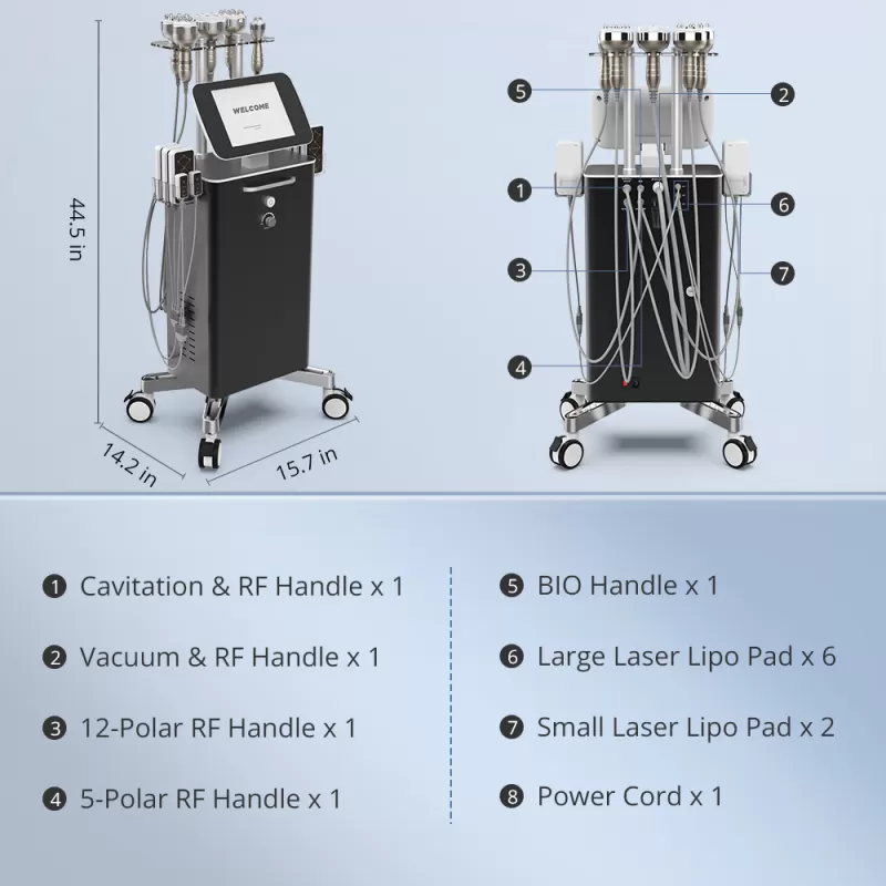 Stand 6-in-1 Cavitation Machine with RF & Vacuum for Body Sculpting