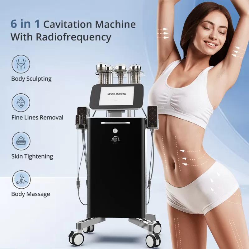 Stand 6-in-1 Cavitation Machine with RF & Vacuum for Body Sculpting