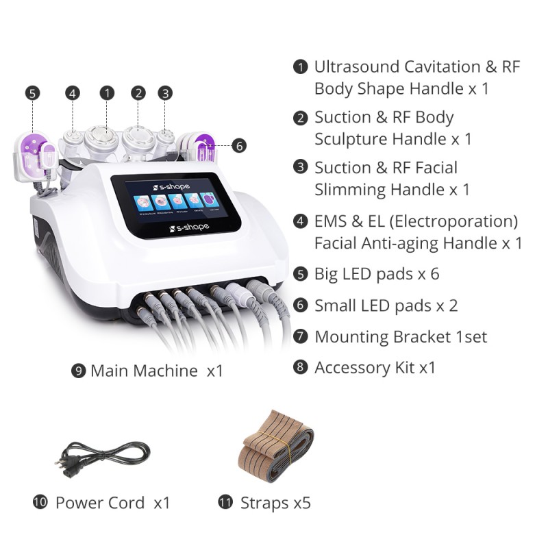 S-Shape 30K Cavitation Ultrasonic Vacuum RF Laser Lipo Body Contouring Machine