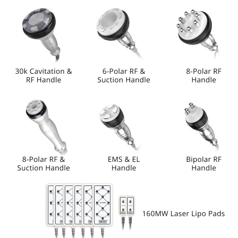 Metal 7 in 1 30K Cavitation S Shape Body Contouring Machine
