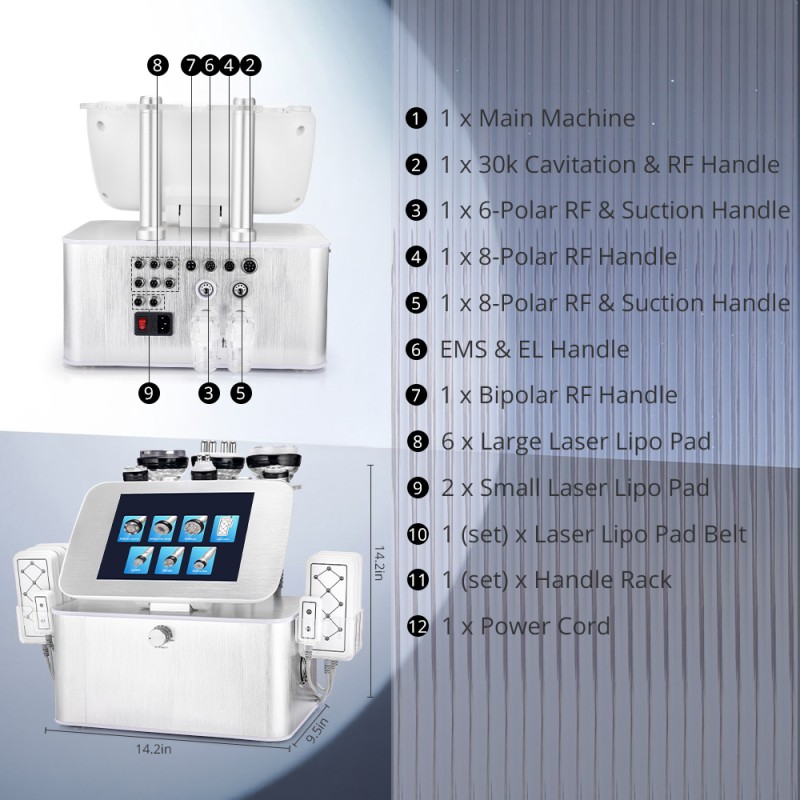 Metal 7 in 1 30K Cavitation S Shape Body Contouring Machine