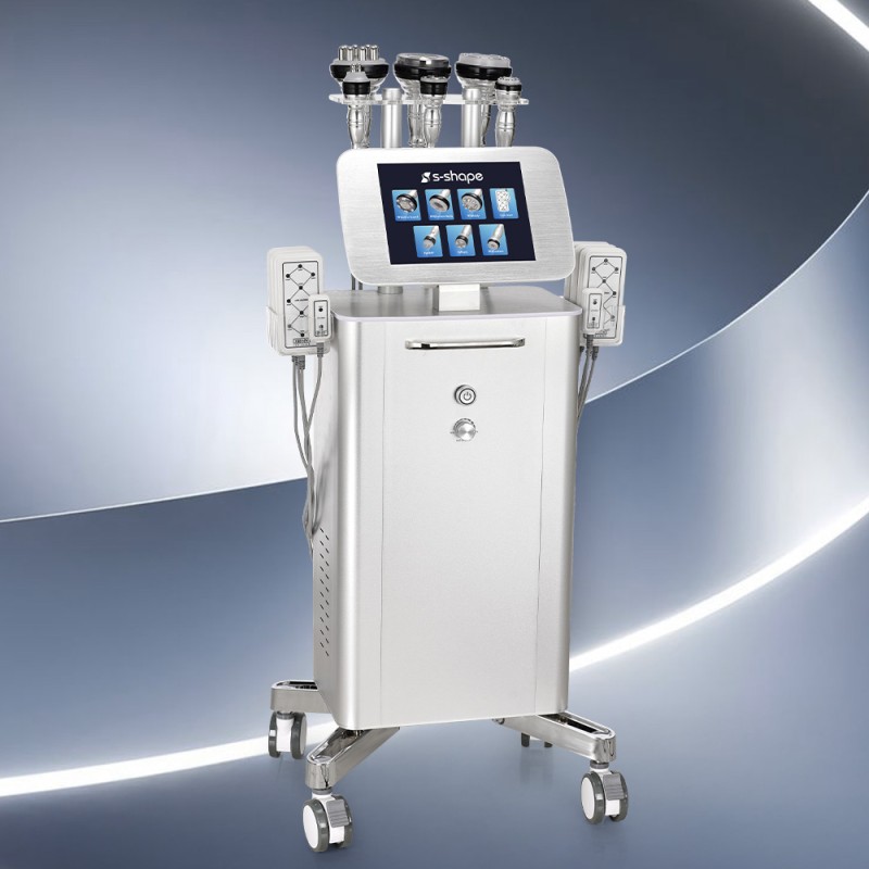 Standing Metal 7 in 1 S Shape 30K Cavitation Body Contouring Machine