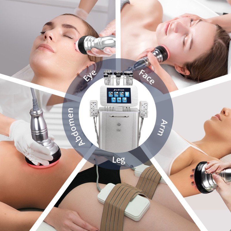Standing Metal 7 in 1 S Shape 30K Cavitation Body Contouring Machine