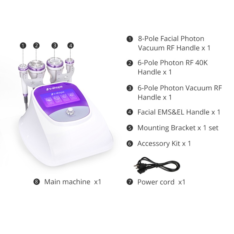 S Shape 30 Khz Cavitation 5MHZ RF Cellulite Removal Body Sculpting Machine USA Stock