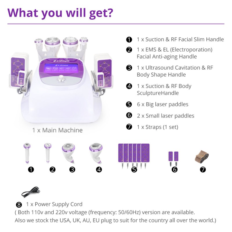 S Shape Cavitation 2.5 160MW Laser Lipo Body Shaping Device
