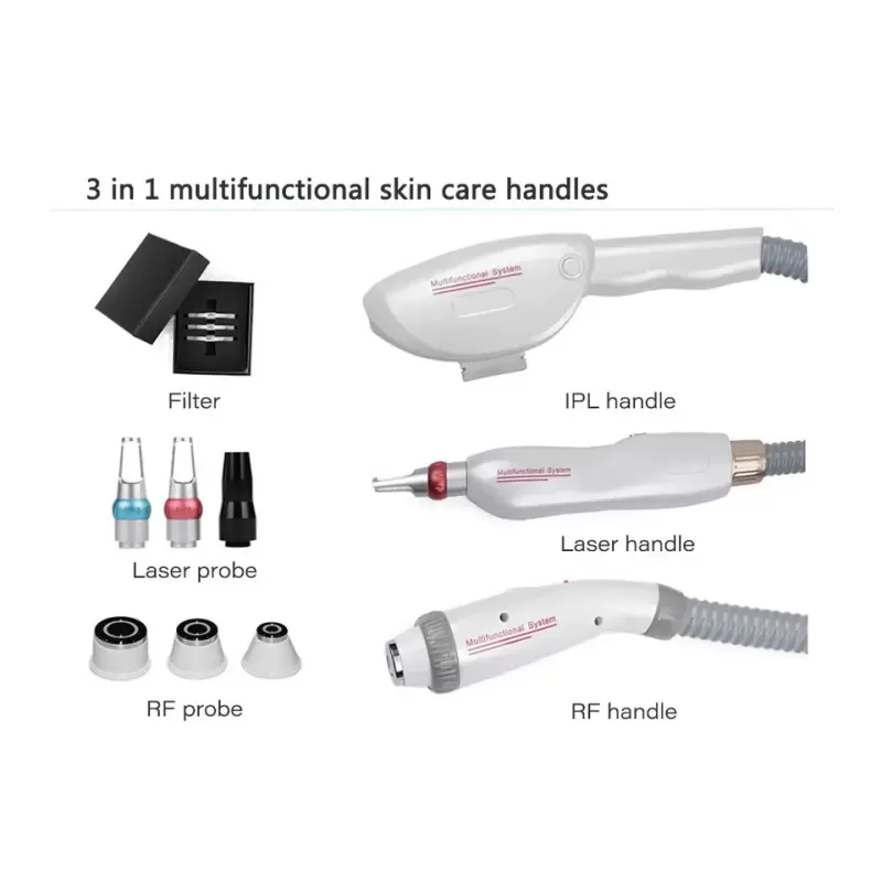 3 in 1 Multifunction Q-switched IPL+RF+Nd Yag Hair Tattoo Removal Machine