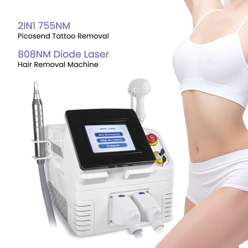 2IN1 755NM Picosend 808NM Diode Laser Tattoo Hair Removal Machine