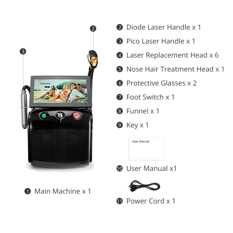 2 In 1 Pico Laser Diode Laser Machine For Tattoo Hair Spots Removal