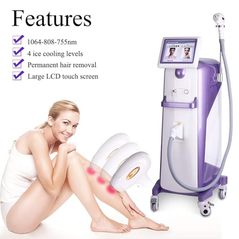 Standing 755/808/1064nm Diode Laser Hair Removal Machine Spa Use