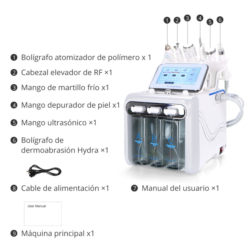 Máquina Facial 6 en 1 de Hidro Dermabrasión para Uso en Salón