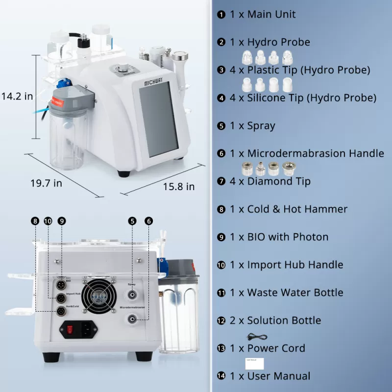 8in1 Hydro Dermabrasion EMS+EL Ultrasound Aqua Peeling For Pro-Level Skin Rejuvenation