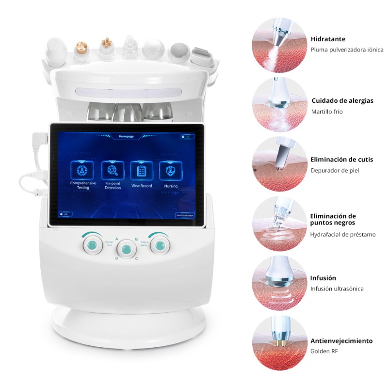 Máquina Facial Hidra Multifuncional 7 en 1 con Análisis de Piel