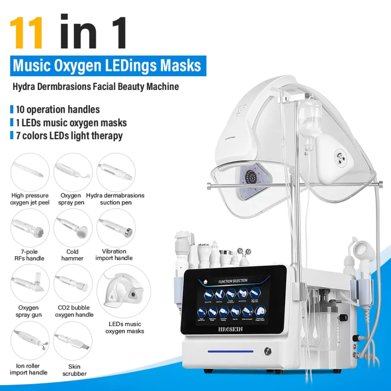 Pro 11-in-1 Oxygen Facial Mask Machine with Hydradermabrasion – Professional Skin Rejuvenation System