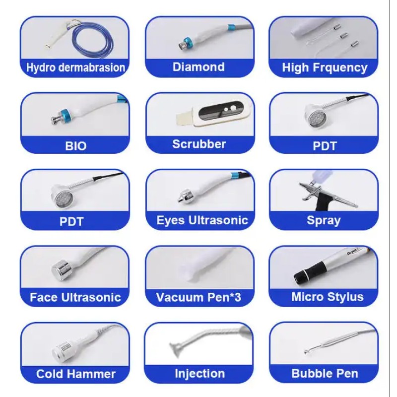 Professional 13 in 1 Hydrafacial Dermabrasion BIO EMS Face Care Machine