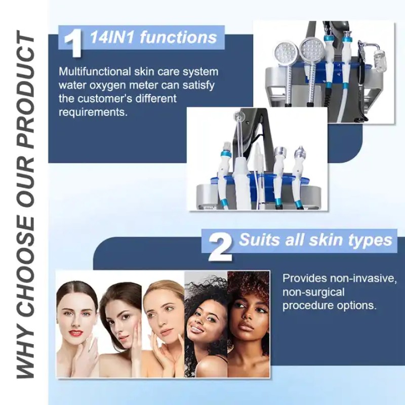 Professional 13 in 1 Hydrafacial Dermabrasion BIO EMS Face Care Machine