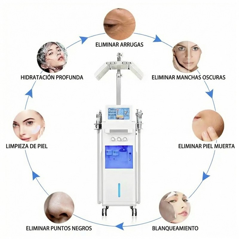 Máquina multifuncional para el cuidado de la piel Hydra Facial 14 en 1 con calidad de salón de belleza.
