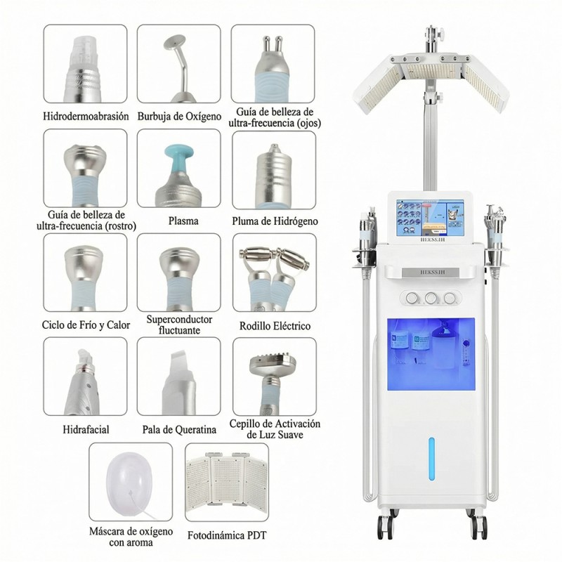 Máquina multifuncional para el cuidado de la piel Hydra Facial 14 en 1 con calidad de salón de belleza.
