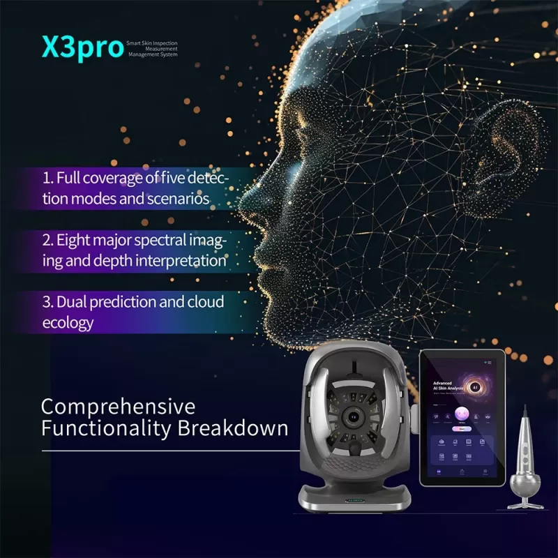 X3Pro AI Skin Analyzer 8-Spectrum Imaging Facial & Scalp Detection Cloud Report