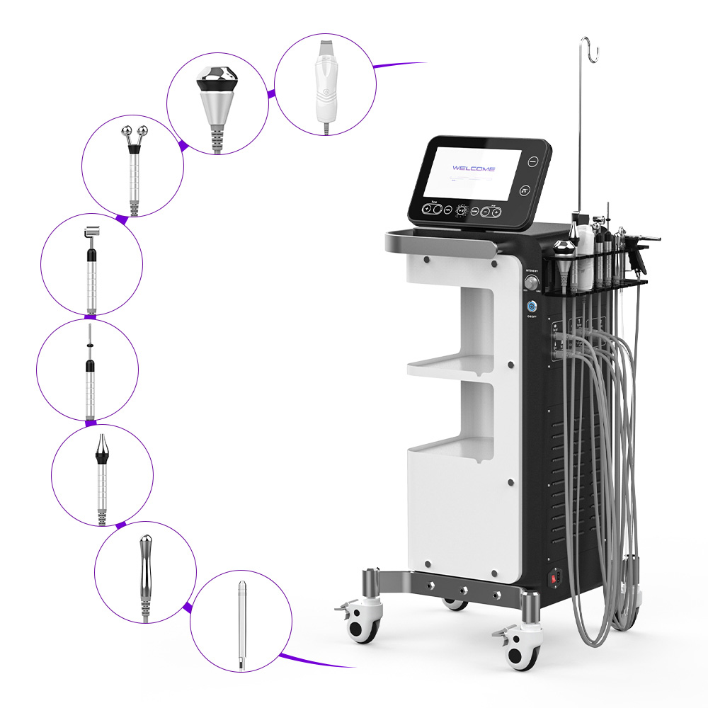 8 In 1 Ultrasound Jet Peel Microcurrent Facial Deep Cleansing Machine